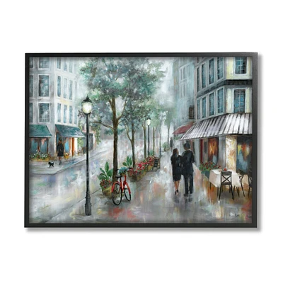 Stupell Industries Couple Walking Through Traditional Rainy City Architecture Framed Wall Art