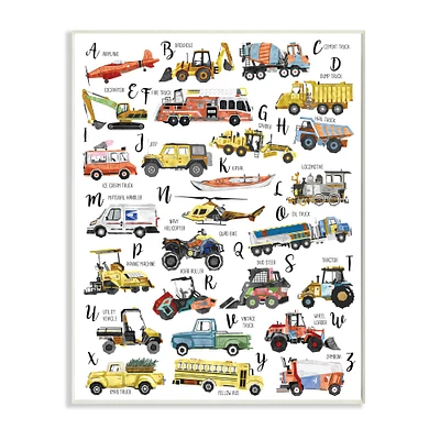 Stupell Industries ABC's of Motor Vehicles Kid's Alphabet Chart Wall Plaque