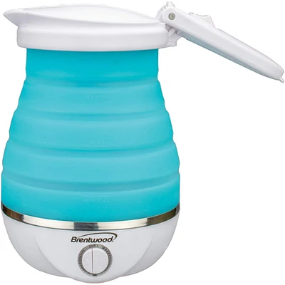 Brentwood Blue 0.85qt. Dual-Voltage Collapsible Travel Kettle