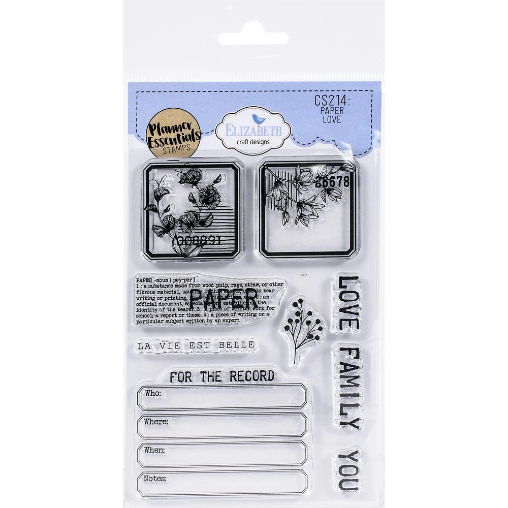 Elizabeth Craft Designs Paper Love Clear Stamp Set