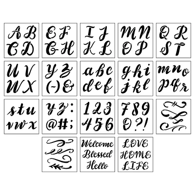 6 Pack: Alphabet Handlettered Script Stencils, 12" x 12" by Craft Smart®