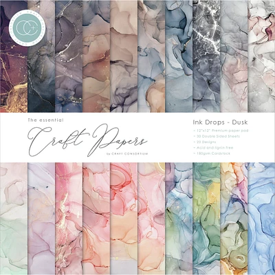 Craft Consortium Ink Drops Dusk Double-Sided Paper Pad