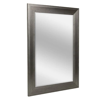 Head West® Metallic Gray Framed Beveled Glass Raised Lip Vanity Wall Mirror 