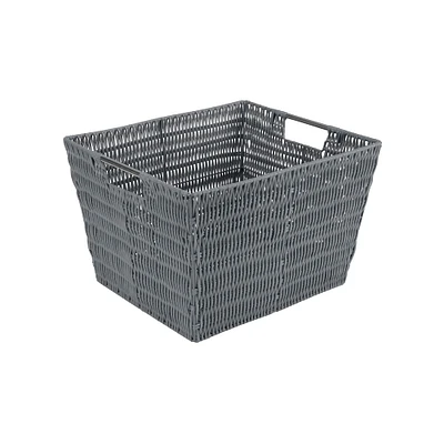 Simplify Large Charcoal Rattan Storage Tote Basket