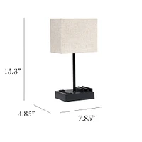 Simple Designs 15.3" Table Lamp with 2 USB Ports & Charging Outlet