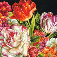 Dimensions® Bouquet On Black Stitched In Thread Needlepoint Kit