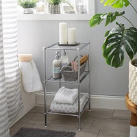 Organize It All 28" Metro Chrome 3-Tier Freestanding Shelving Tower