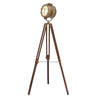 71" Brown Wood Industrial Floor Lamp