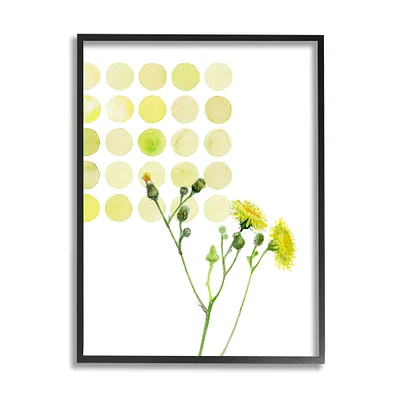 Stupell Industries Dandelion Flowers under Abstract Summer Circles Floral Painting Framed Wall Art