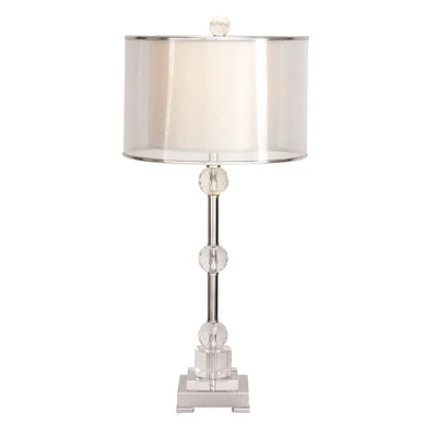 Silver Metal Glam Table Lamp, 30" x 14" x 14"