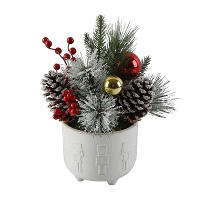 Christmas Mix In 12.5" Ceramic Cracker Footed Pot