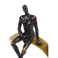 Black Resin Modern Sculpture, Man 15" x 9" x 5"