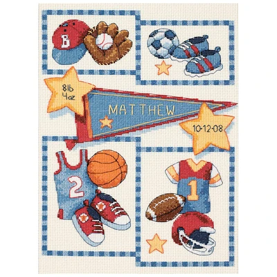 Dimensions® Baby Hugs Little Sports Birth Record Counted Cross Stitch Kit