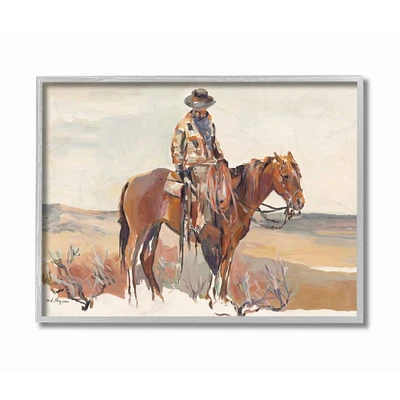 Stupell Industries Cowboy Fields And Farm Western Painting in Frame Wall Art