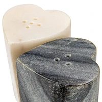 Heart-Shaped Marble Salt & Pepper Shakers Set