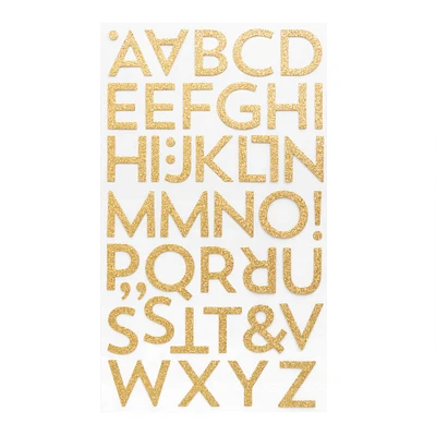 12 Pack: Gold Glitter Block Alphabet Stickers by Recollections™