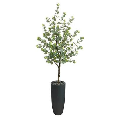 5ft. Eucalyptus Artificial Tree in Gray Planter