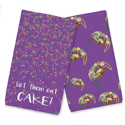 Let Them Eat Cake Mardi Gras Tea Towel Set