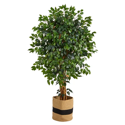 5.5ft. Palace Ficus Artificial Tree in Handmade Natural Cotton Planter