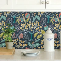 NuWallpaper Groovy Garden Navy Peel & Stick Wallpaper