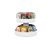 Mind Reader White 2-Tier Lazy Susan Granola Bar and Snack Organizer