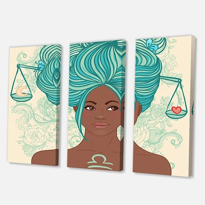 Designart - Portrait of African American Woman With Blue Hair I