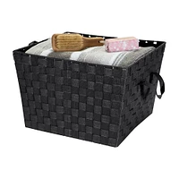 Simplify Large Black Woven Storage Bin