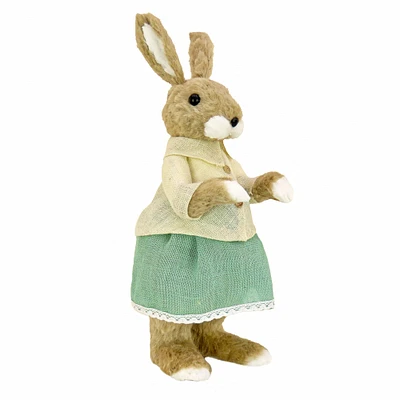 24" Teal & Tan Dressed Ms. Bunny