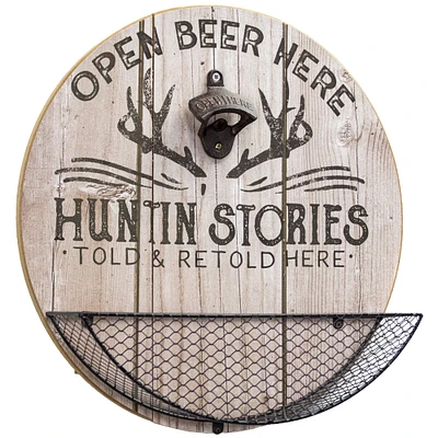 American Art Décor™ Huntin' Stories Told Here Bottle Opener and Cap Catcher Wall Décor