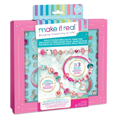8 Pack: Make It Real™ Think Pink Halo Charms Bracelets Kit