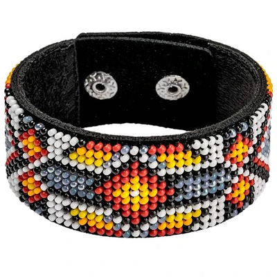 Wonderland Crafts Orange & Yellow Bead Artificial Leather Embroidery Bracelet Kit