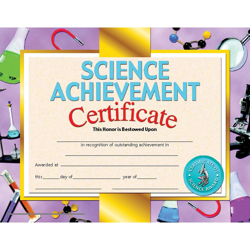 Hayes® Science Achievement Certificate, 6 Packs of 30