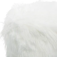 19" White Faux Fur Contemporary Stool