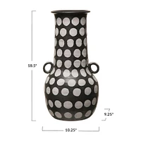 18.5" Black & White Polka Dots Terra Cotta Vase