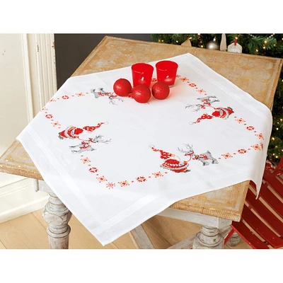 Vervaco Christmas Elves Stamped Tablecloth Cross Stitch Kit