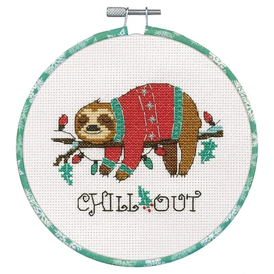 Dimensions® Learn-A-Craft Christmas Sloth Counted Cross Stitch Kit
