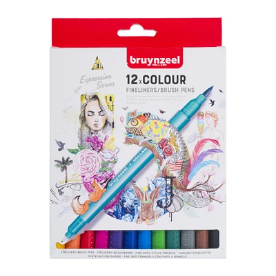 6 Packs: 12 ct. (72 total) Bruynzeel Expression Fineliner Brush Pens
