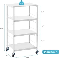 White Kitchen Cart 4-Tier Rolling Cart