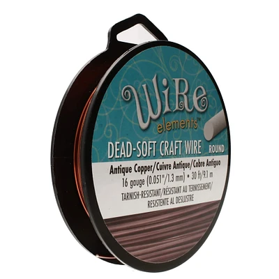 The Beadsmith® Wire Elements™ 16 Gauge Antique Copper Tarnish Resistant Soft Temper Wire, 30ft.