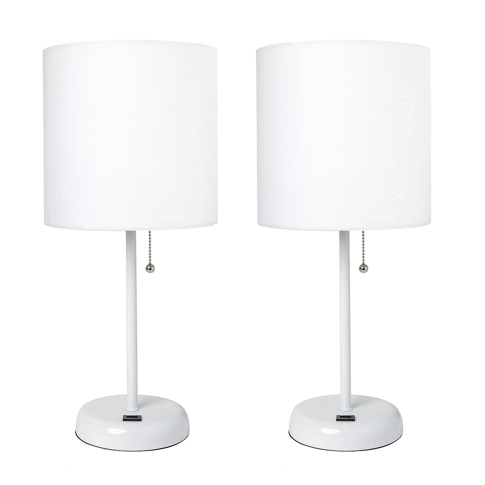 LimeLights White Base Lamp with USB Charging Port