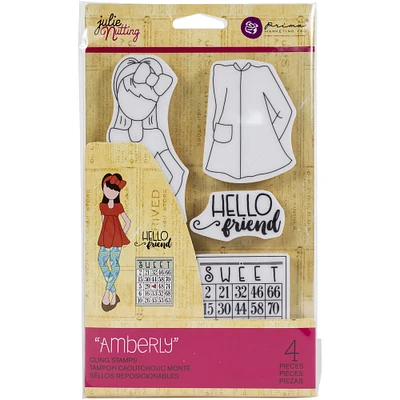 Prima® Julie Nutting Amberly Mixed Media Cling Rubber Stamp Set