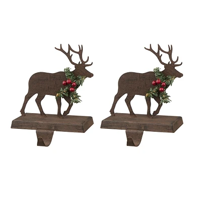 Glitzhome 7" Wooden & Metal Reindeer Stocking Holder