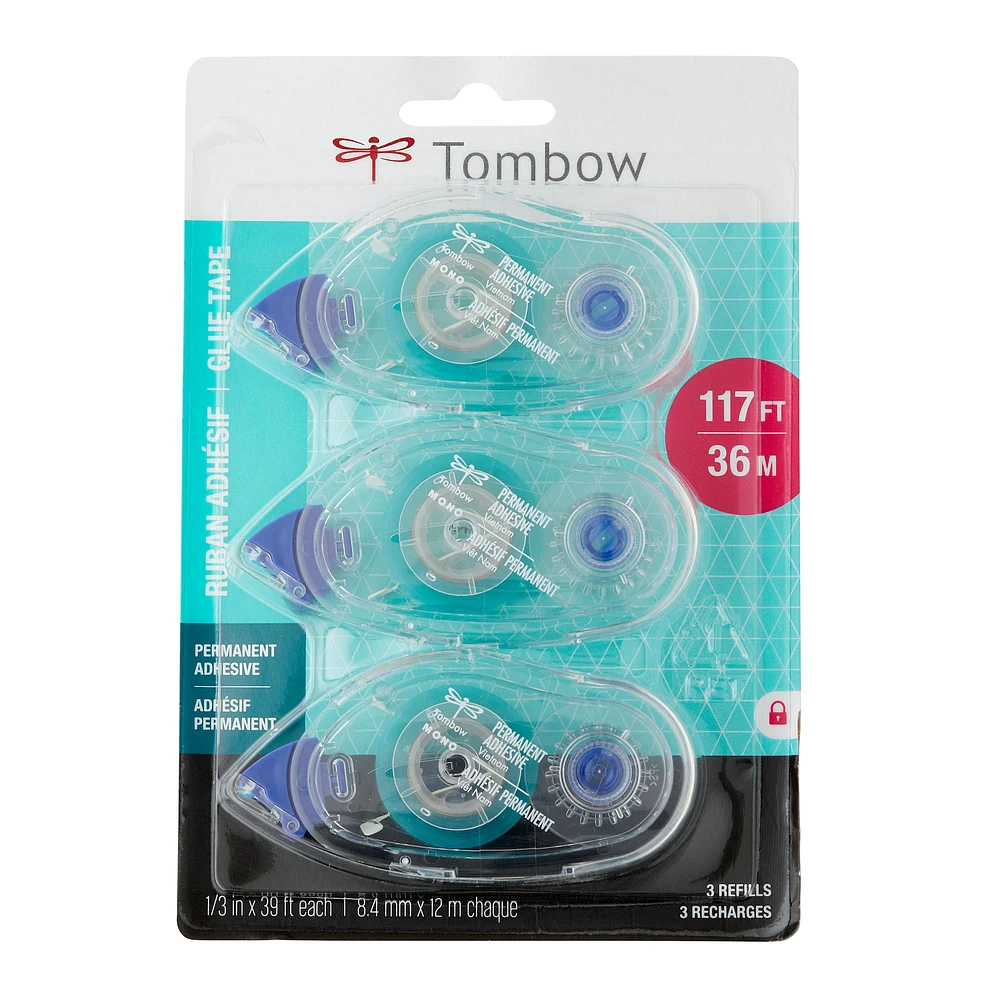 12 Packs: 3 ct. (36 total) Tombow MONO Permanent Adhesive Tape Refills