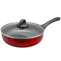 Oster Herscher 3.5qt. Red Aluminum Sauté Pan With Tempered Glass Lid