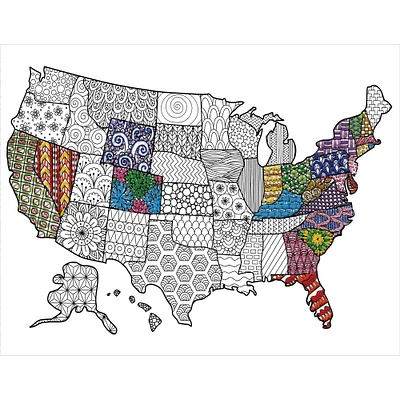 Design Works® Zenbroidery™ U.S.A. Map Stamped Embroidery Kit