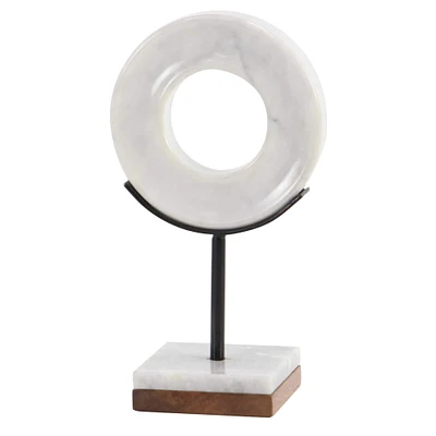 CosmoLiving by Cosmopolitan 11" White Marble Round Sculpture
