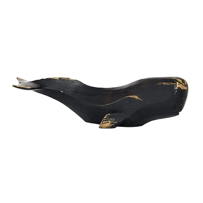 Black Polyresin Coastal Whale Sculpture