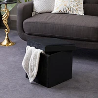 17" Black Square Polyester Storage Stool