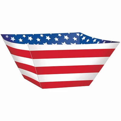 11" Patriotic Stars & Stripes Square Paper Bowls, 9ct.