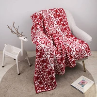 Glitzhome® Knitted Red & White Snowflake Throw Blanket